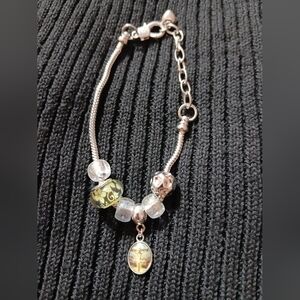 Chic Silver and Green Religious Charm Bracelet